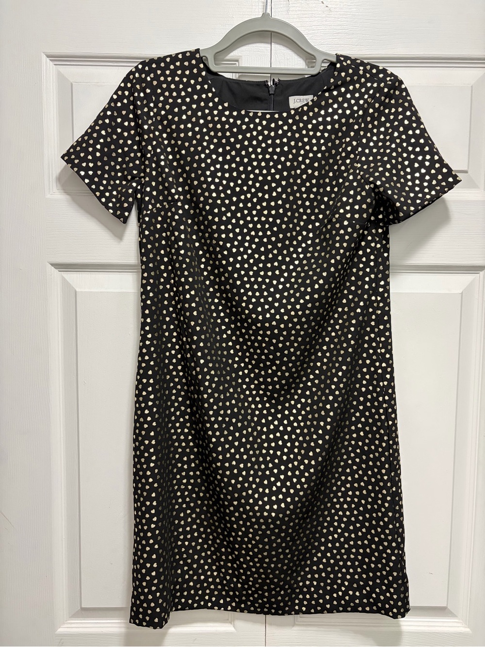 J. Crew Factory Black Mini Shift Dress Heart Print Sz 0